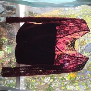 Moda International burgundy lace-sleeved corset